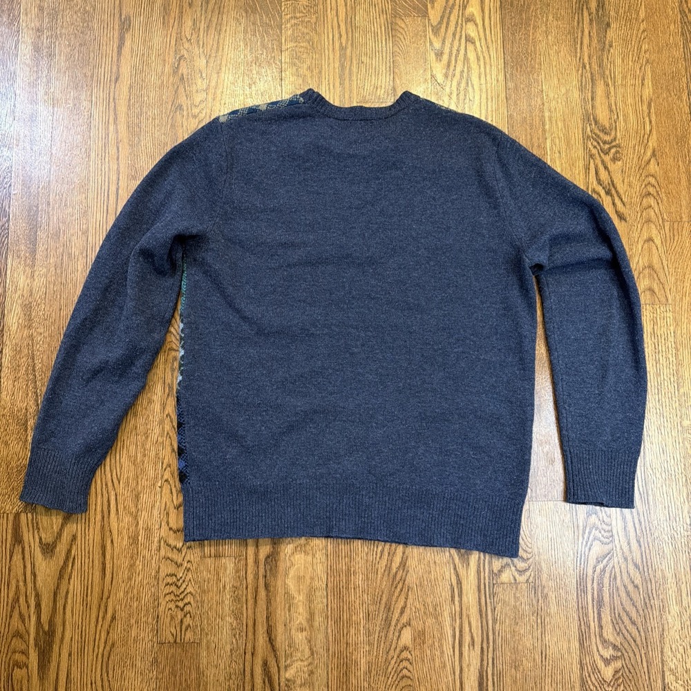 J Crew 100% LambsWool Crewneck Sweater Men's Medium Blue Argyle Diamond Preppy - Picture 10 of 10